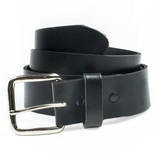 Plain Leather Belt Oil Tanned Black