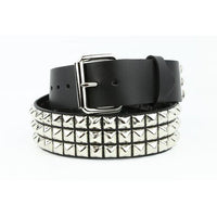 Thumbnail for Pyramid Studded Leather Belt 3 Row Black