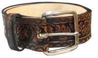 Thumbnail for Flower Embossed Leather Belt