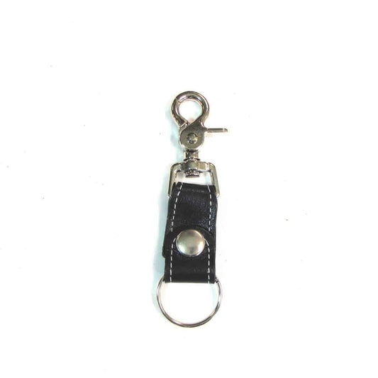 White Stitch Leather Key Fob w/ Claw Hook