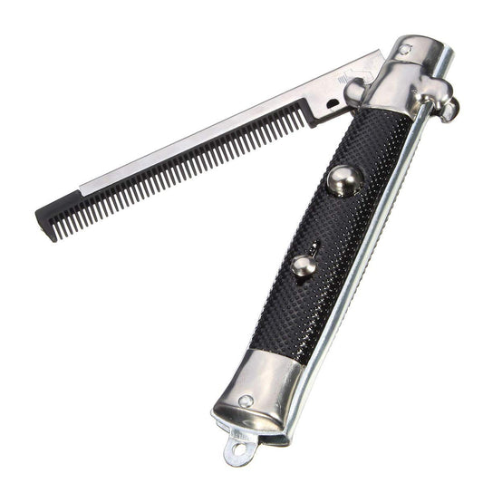 Novelty Stainless Steel Switchblade Hair Comb