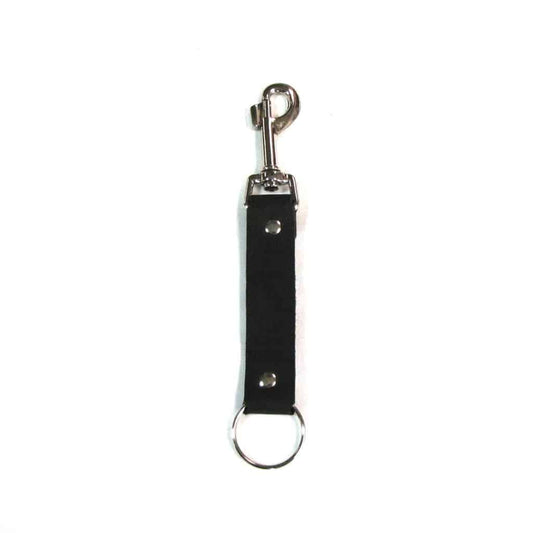 Black Leather Strap Key Fob w/ Trigger Hook