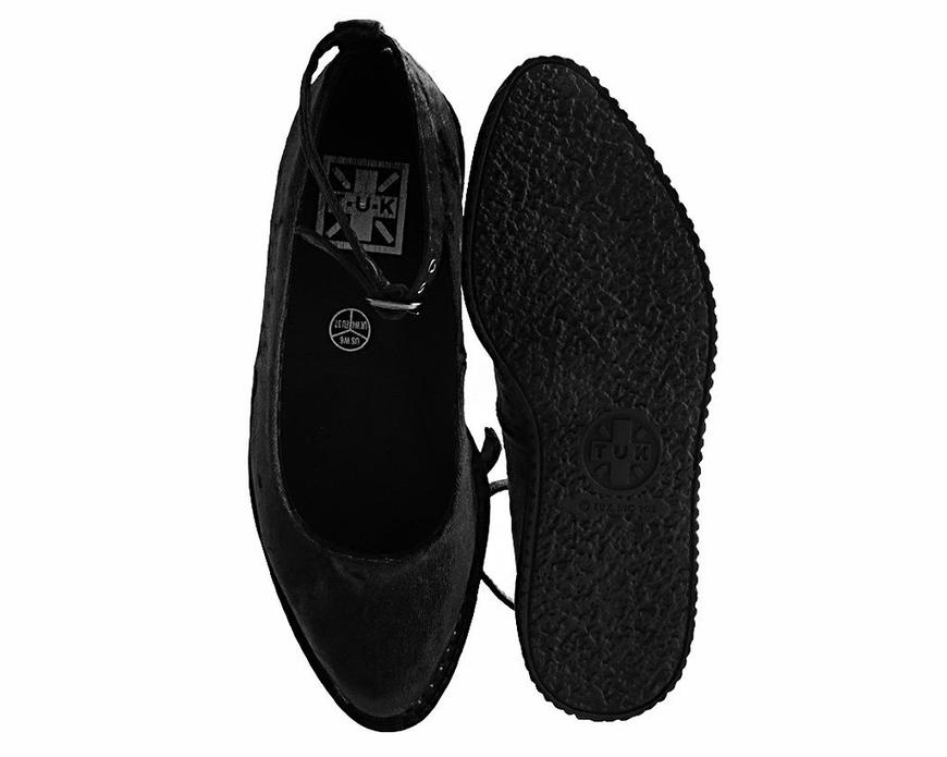 TUK Black Pointed Ballet Creeper Ankle Strap A9416
