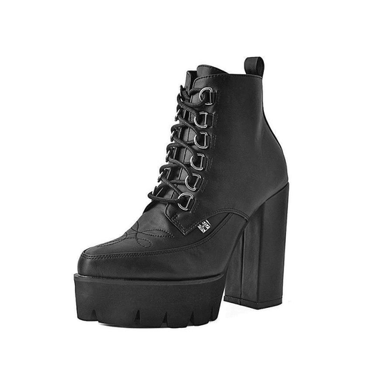TUK Black Vegan Platform Heel 6-Ring A9689L