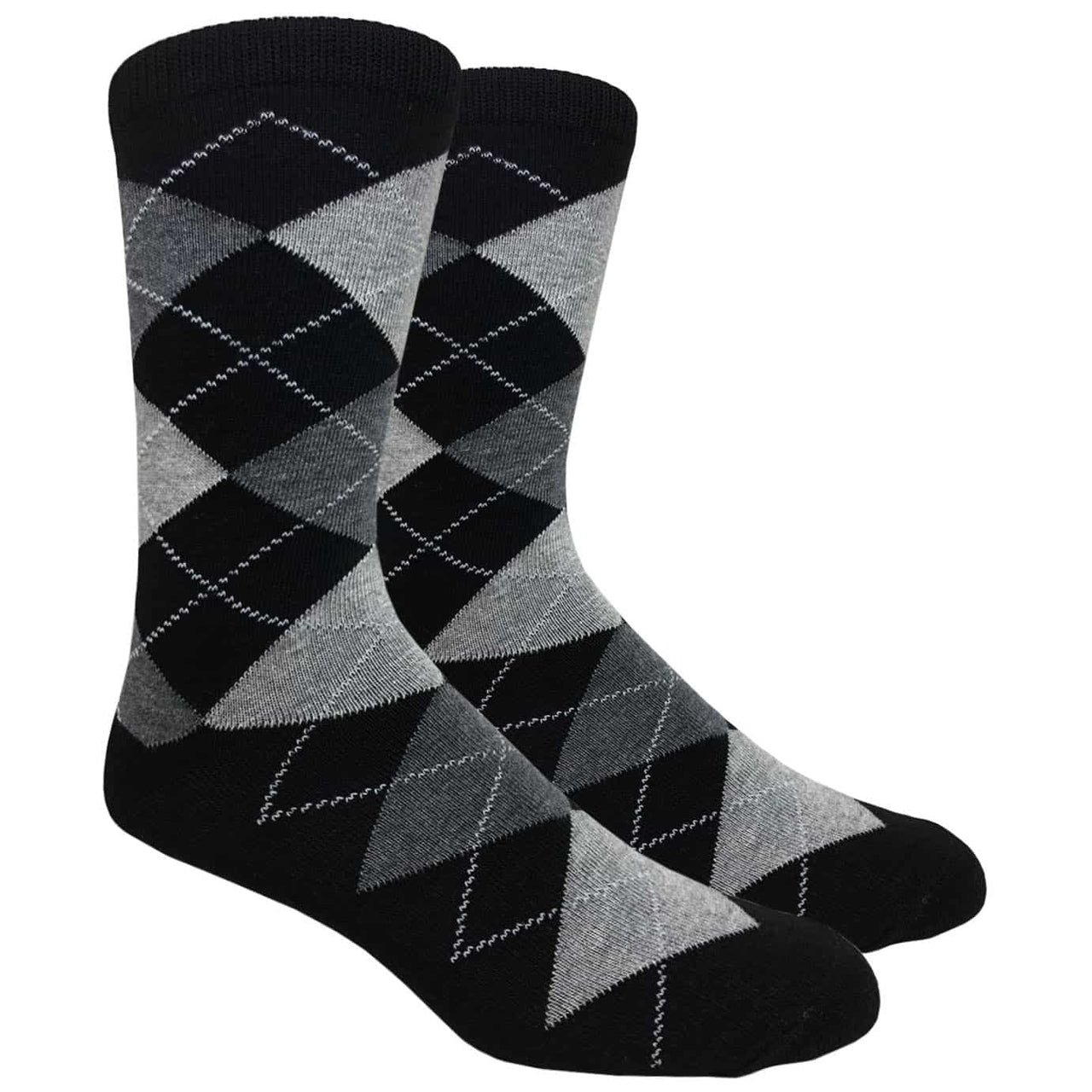 Black Argyle Crew Socks