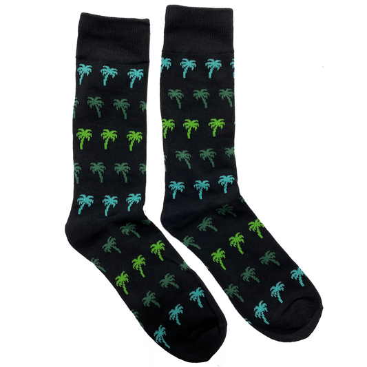 Green and Blue Palm Tree Crew Socks