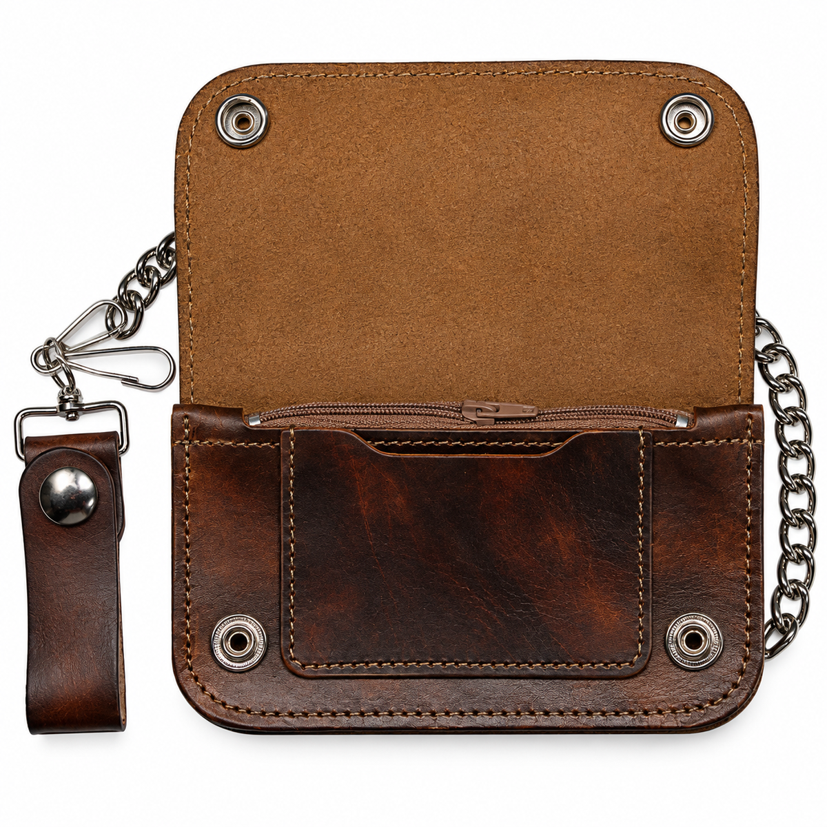 Los Angeles Antique Leather Wallet w/ Chain