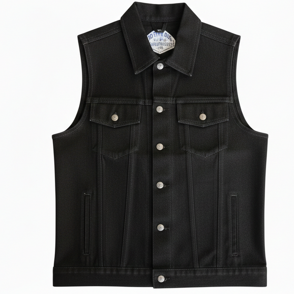 Men's Black Denim Battle Vest