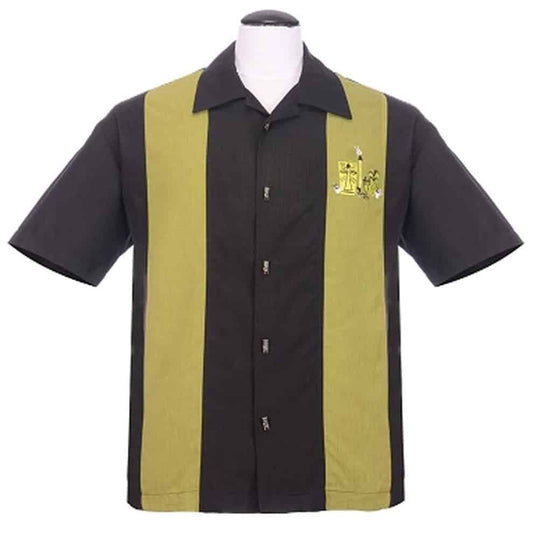 Green and Black Tiki Bowling Shirt