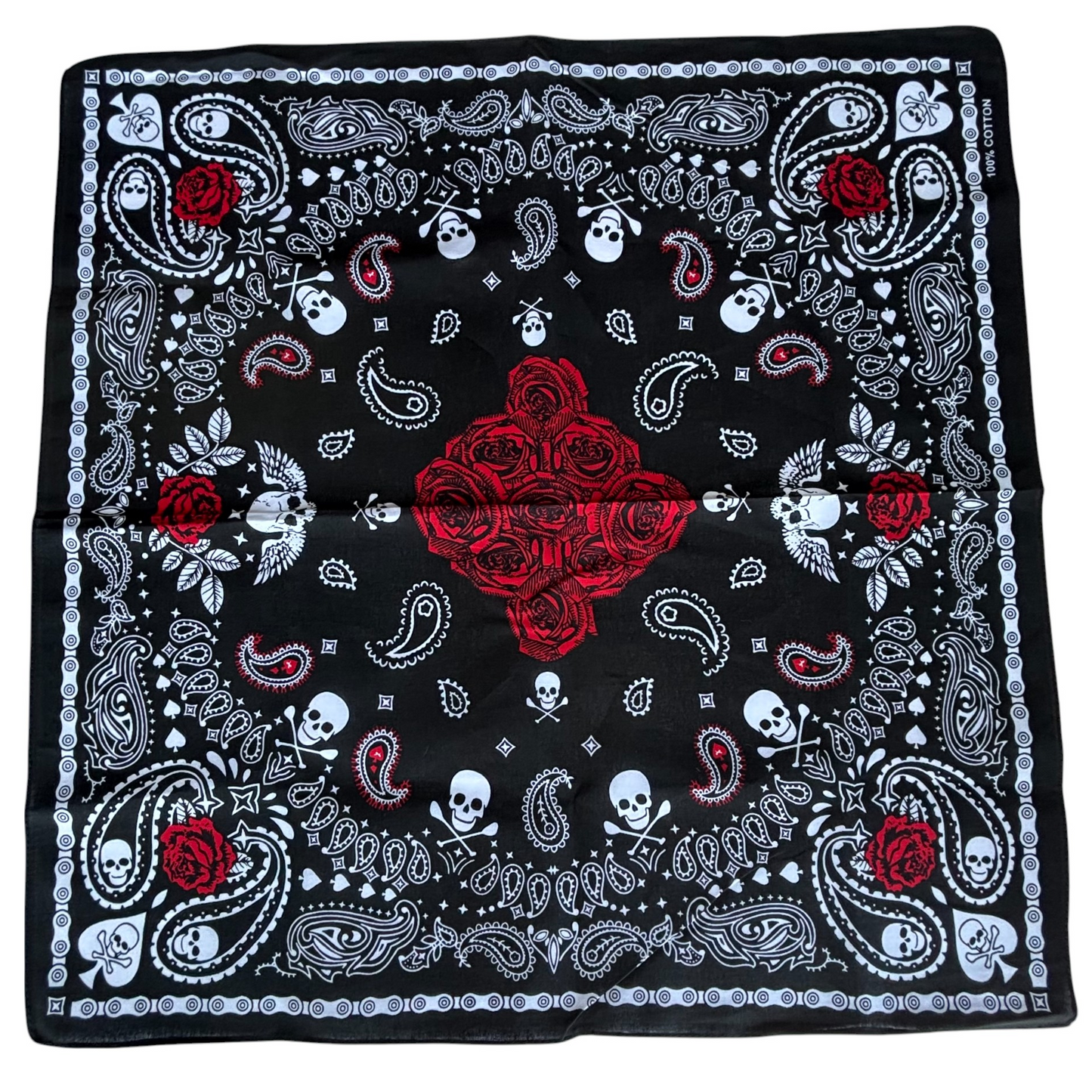 Skull and Roses Print Bandana