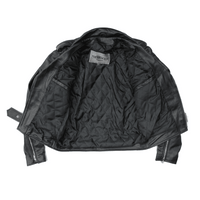 Thumbnail for Black Buffalo Leather Belted Biker Jacket