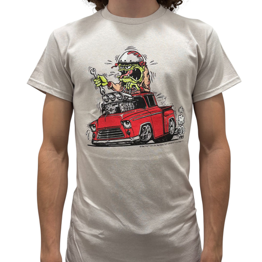 Rat Fink Red Truck Grey T-Shirt