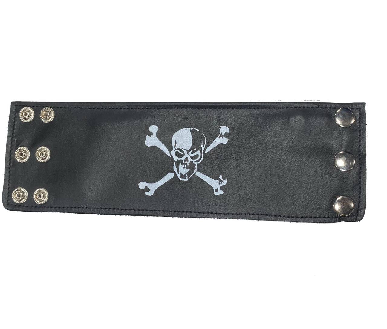 Skull Leather Cuff Wristband w/ Pocket