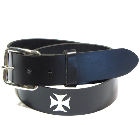 Iron Cross Embossed Leather Belt