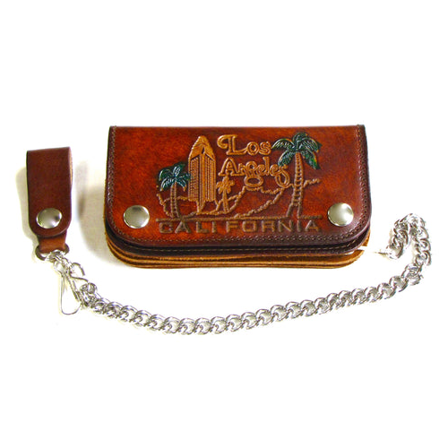 Los Angeles Antique Leather Wallet w/ Chain