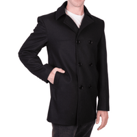 Thumbnail for Black Double Breasted Pea Coat