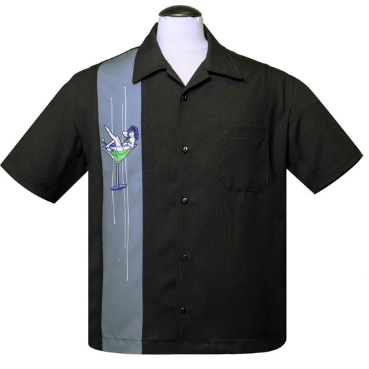 Martini Girl Black Bowling Shirt