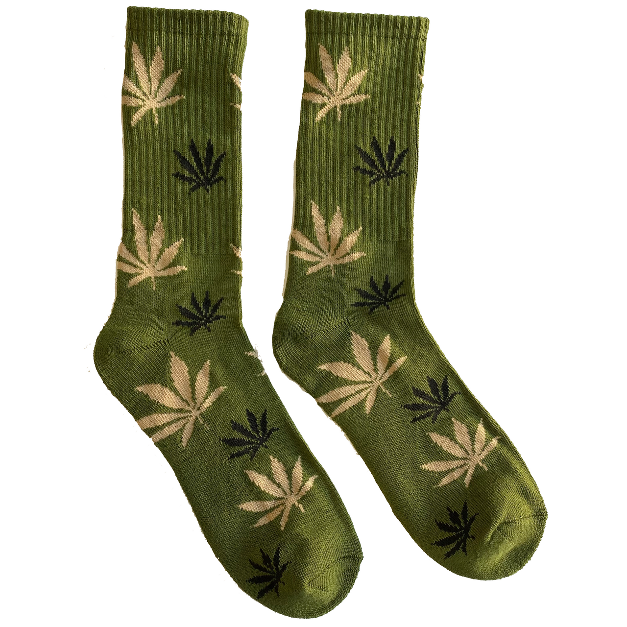 Marijuana Leaf Olive Crew Socks