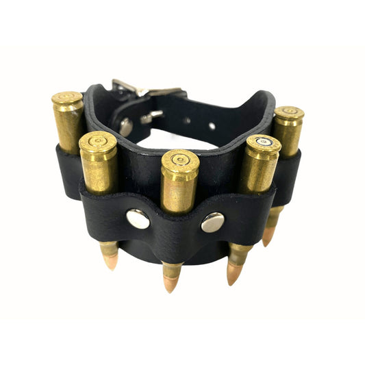 Brass Bullet Leather Wristband