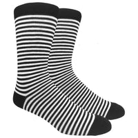 Thumbnail for Black and White Striped Crew Socks