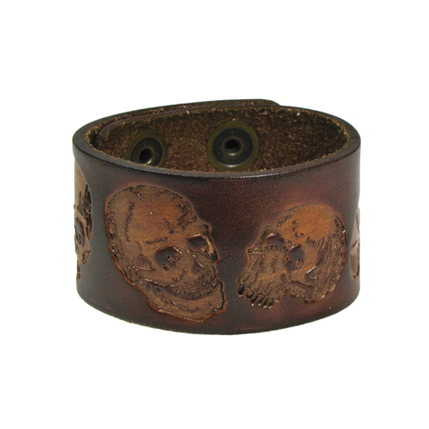 Skull Embossed Leather Wristband