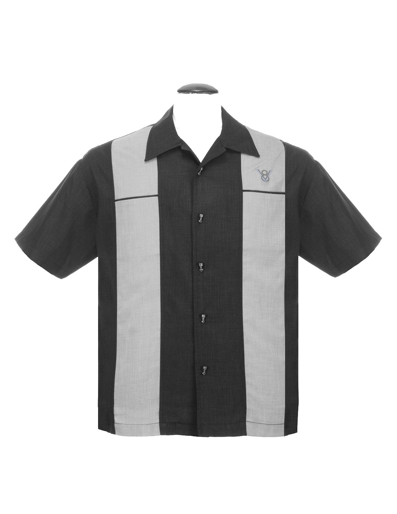 Classy Piston Black/Silver Bowling Shirt by Steady Clothing