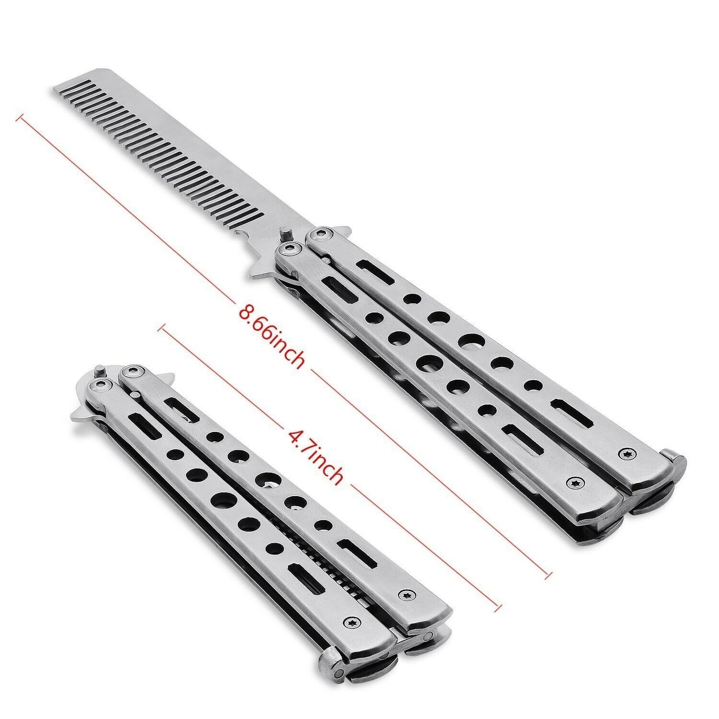 Novelty Stainless Steel Balisong Hair Comb