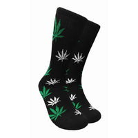 Thumbnail for Green and White Marijuana leaf Crew Socks