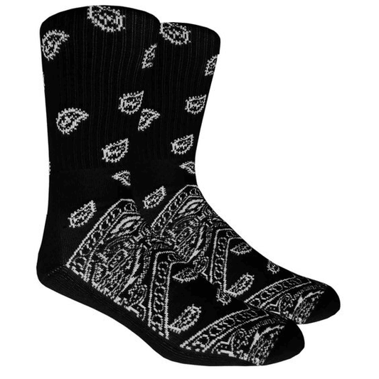 Black Paisley Crew Socks