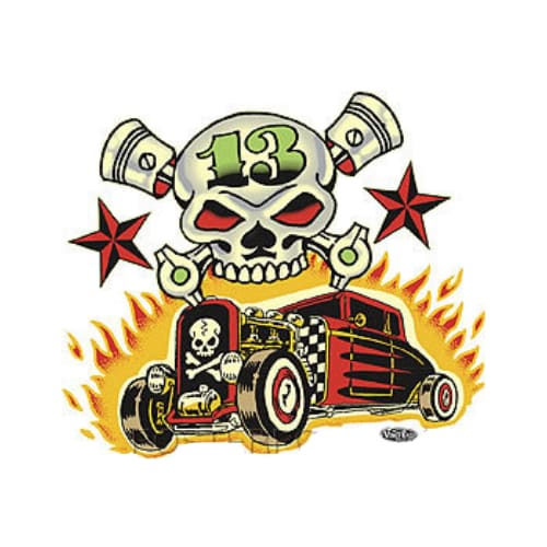 Vince Ray Skulls n Rods Sticker