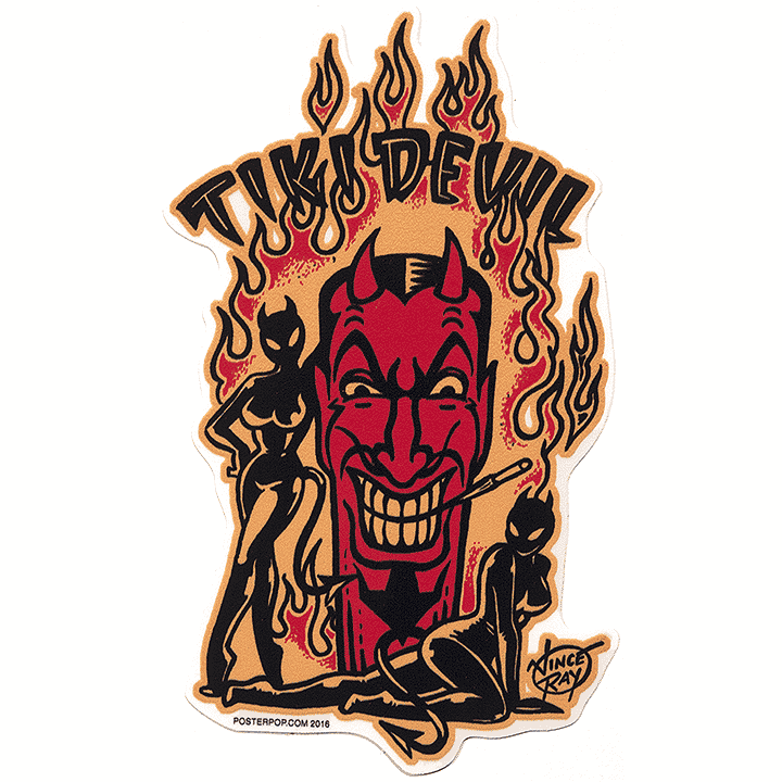 Vince Ray Tiki Devil Sticker