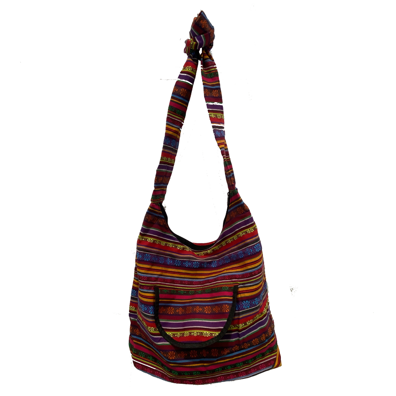Multi-Colored Striped Cotton Shoulder Bag
