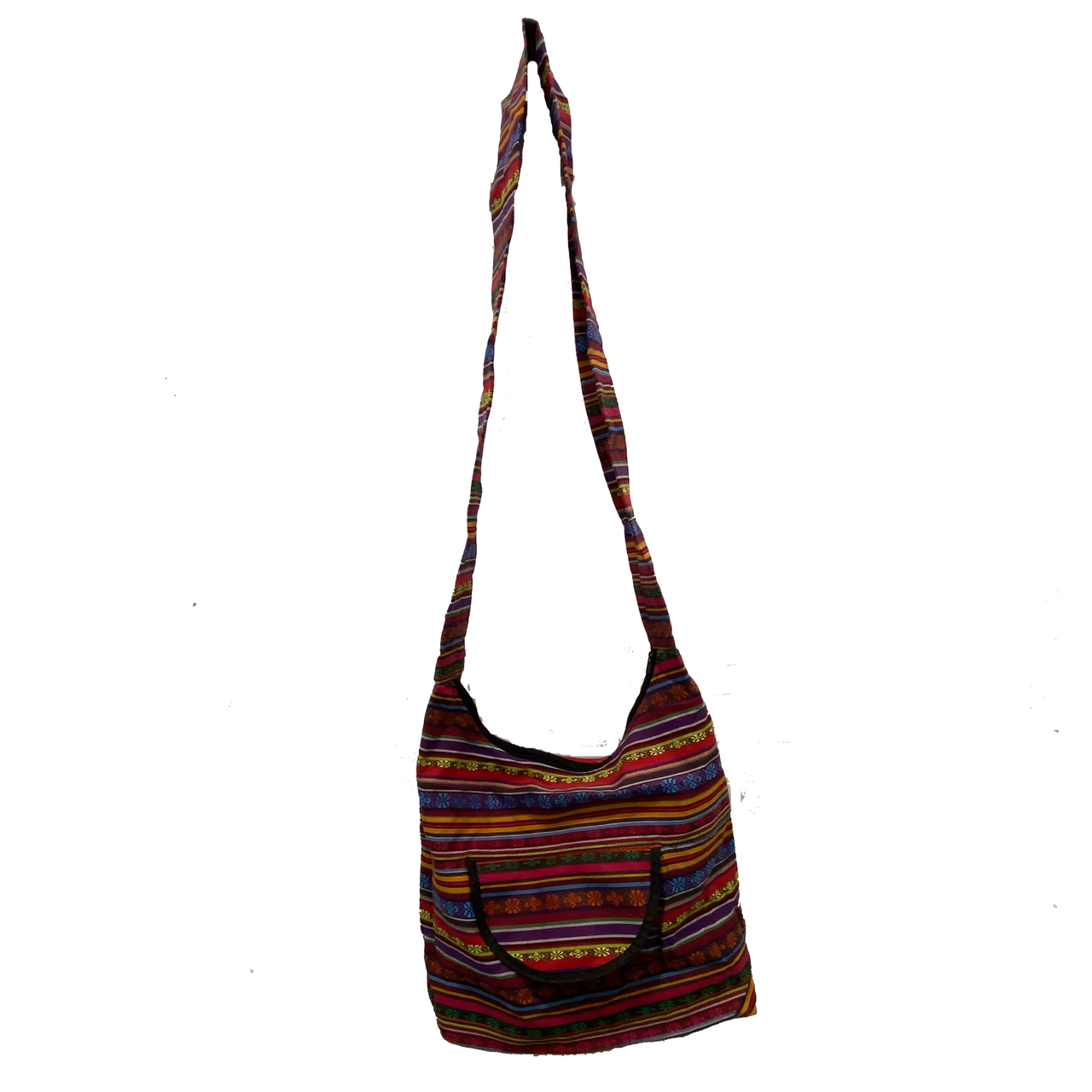 Multi-Colored Striped Cotton Shoulder Bag