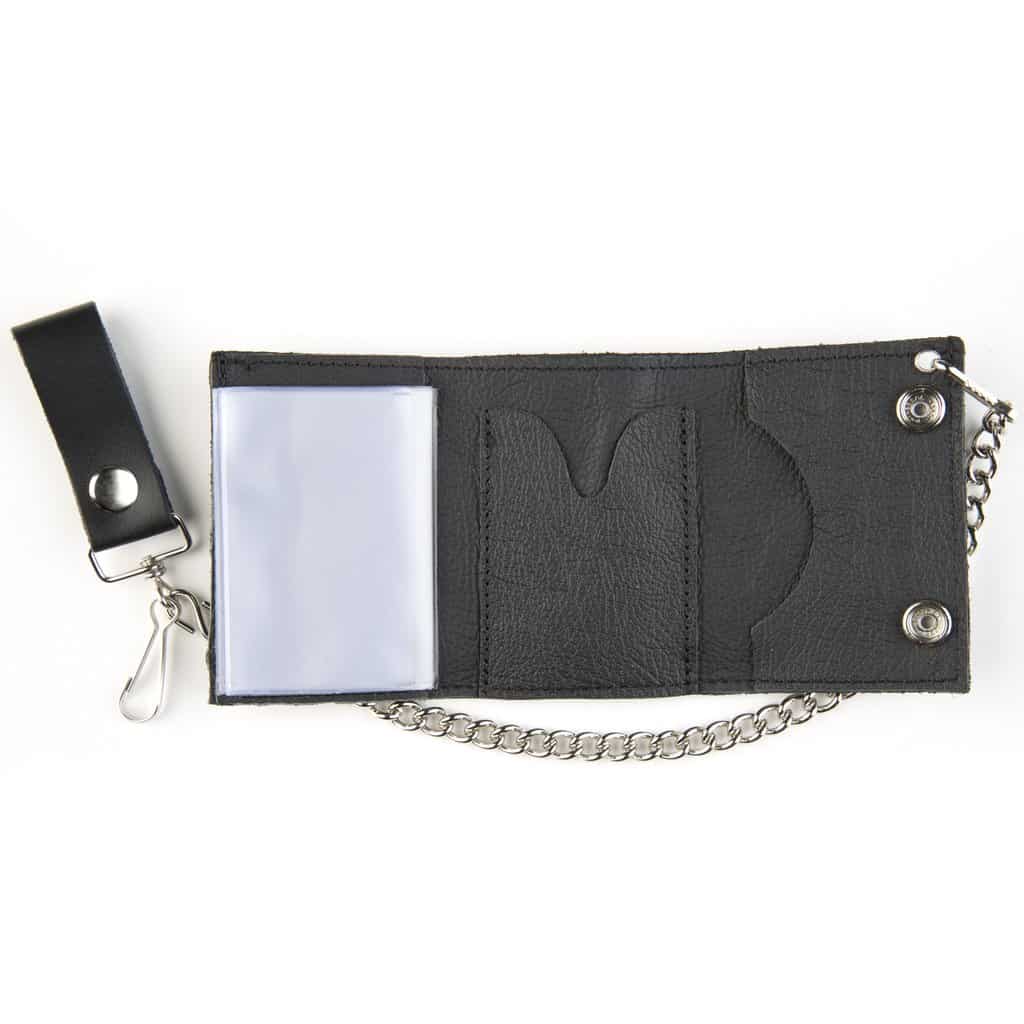 Soft White Stitch Tri-Fold Wallet w/ Chain