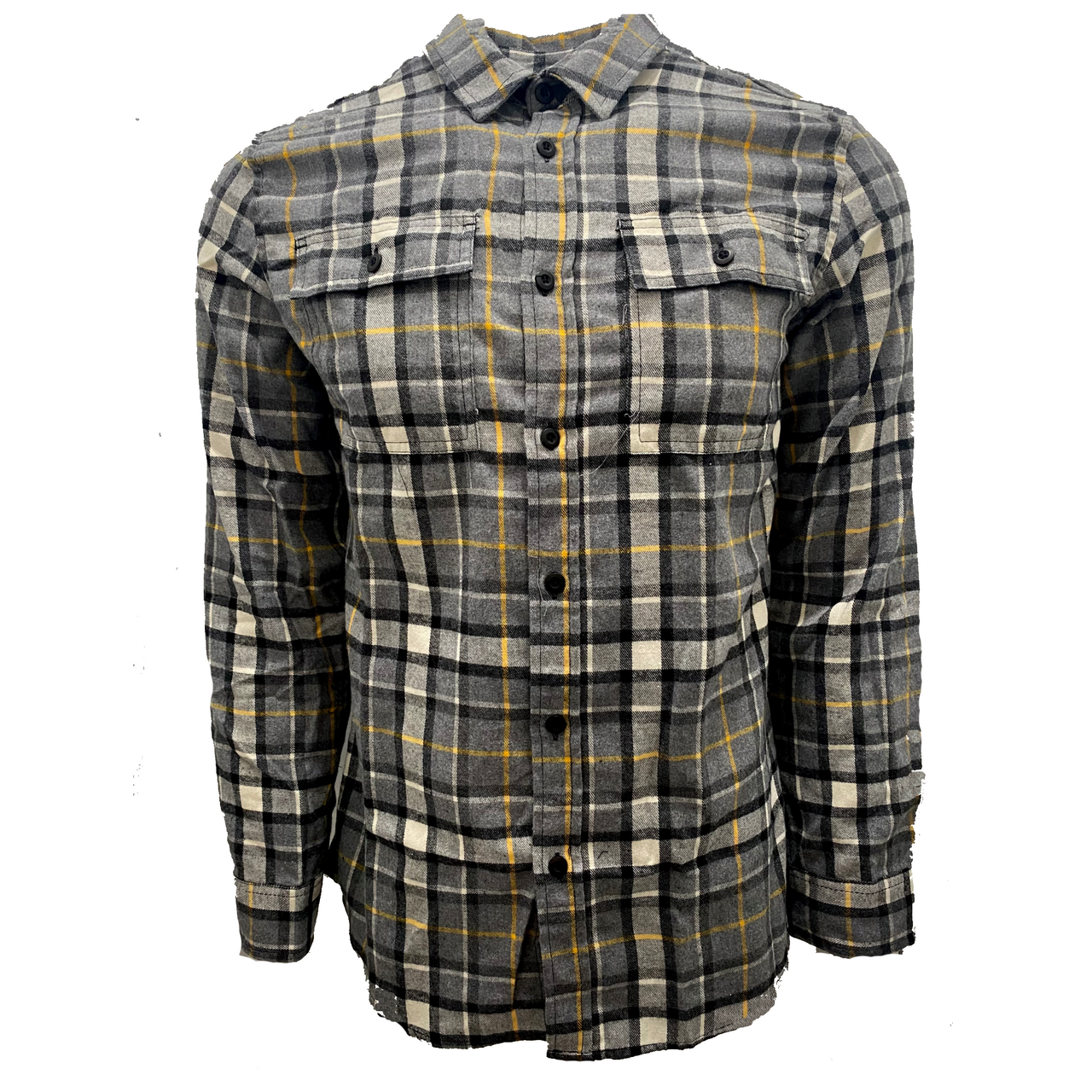 Charcoal Gray Mustard Plaid Flannel