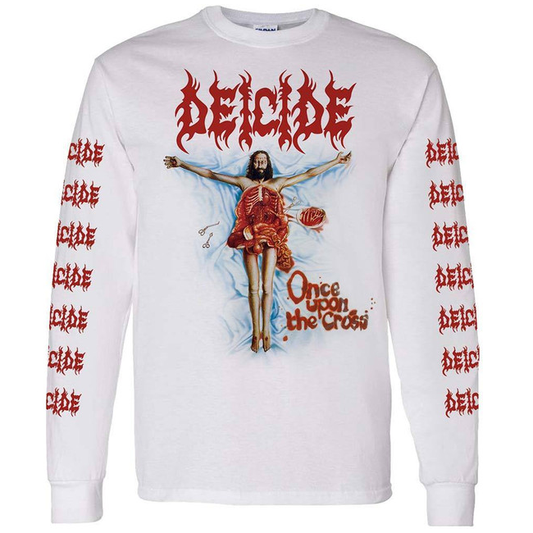 Deicide Once upon the Cross White Long Sleeve