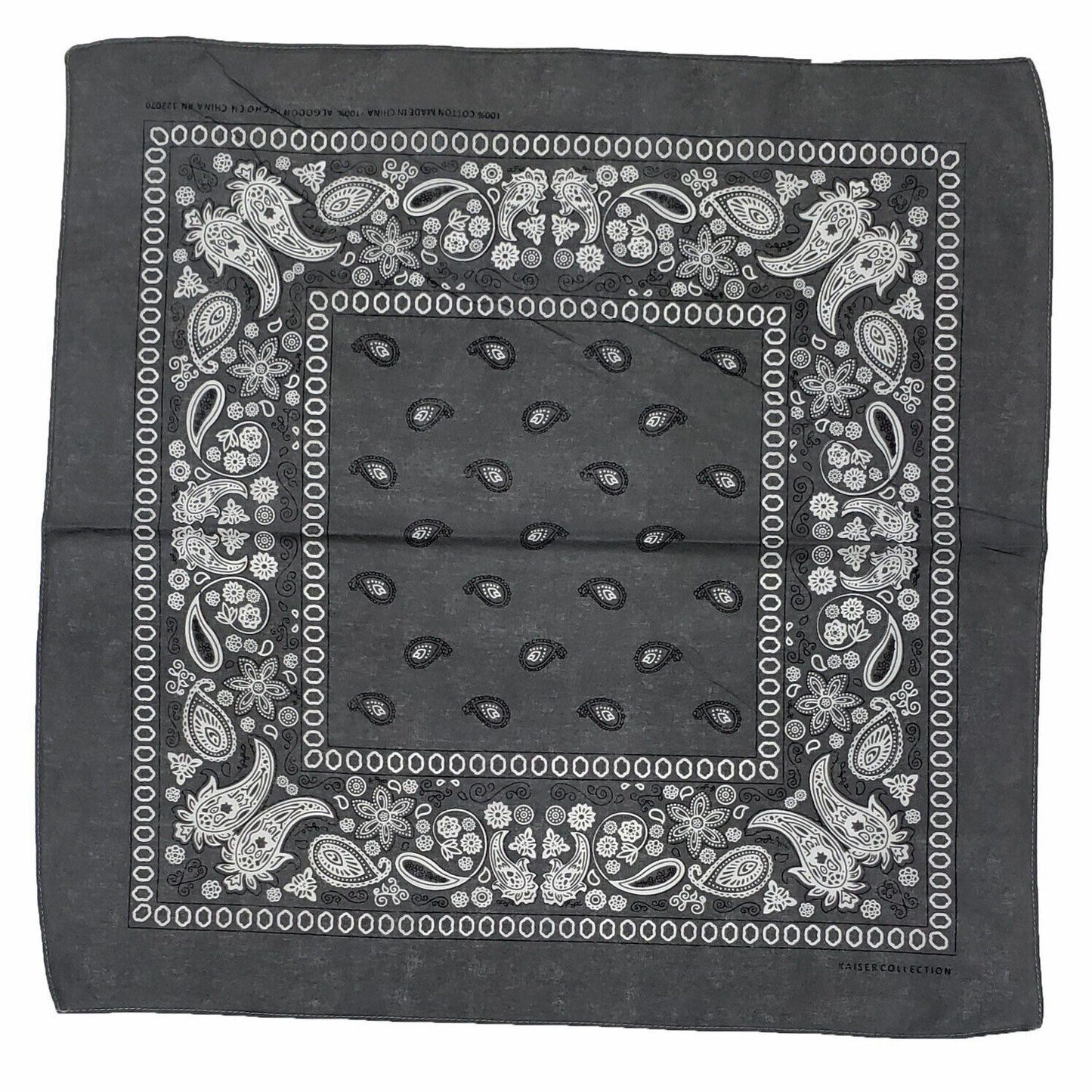 Dark Gray Paisley Cotton Bandana