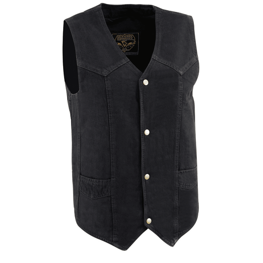 Plain Black Denim Vest by Milwaukee Leather