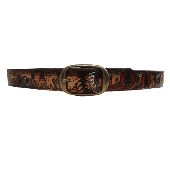 Native American Embossed Leather Belt – Red Zone Native American Embossed Leather Belt – Red Zone
