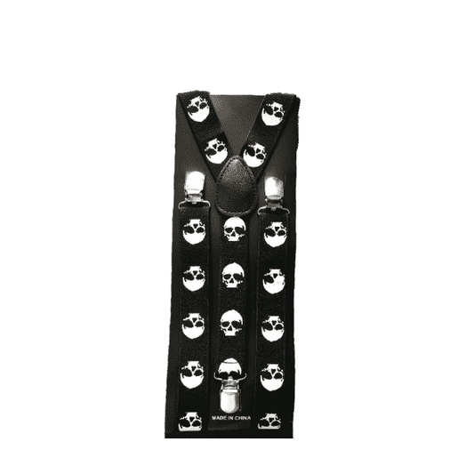 Skull Print Skinny Suspenders