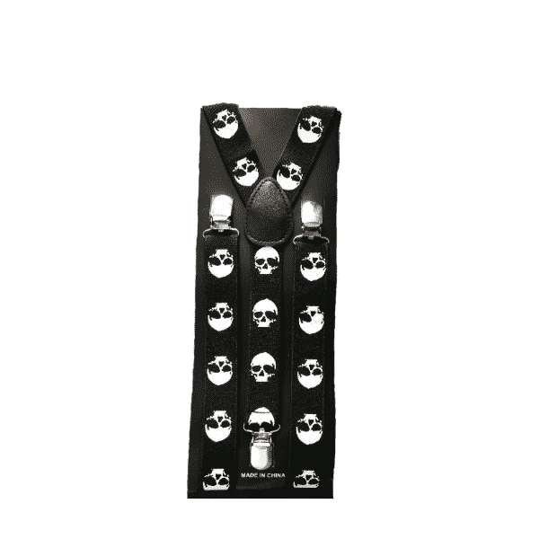 Skull Print Skinny Suspenders