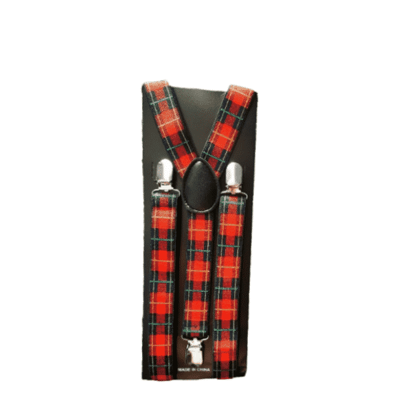Red and Blue Plaid Skinny Suspenders