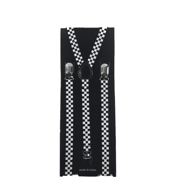 Black and White Checkered Skinny Suspenders