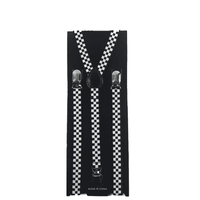 Thumbnail for Black and White Checkered Skinny Suspenders