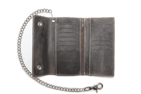 Thumbnail for Large Distressed Leather Wallet w/ Chain