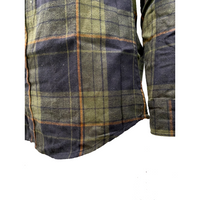Thumbnail for Olive and Dark Navy/Orange Plaid Flannel