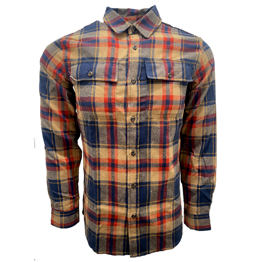 Rust Navy Orange Plaid Flannel