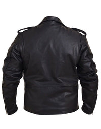 Thumbnail for Black Buffalo Leather Belted Biker Jacket