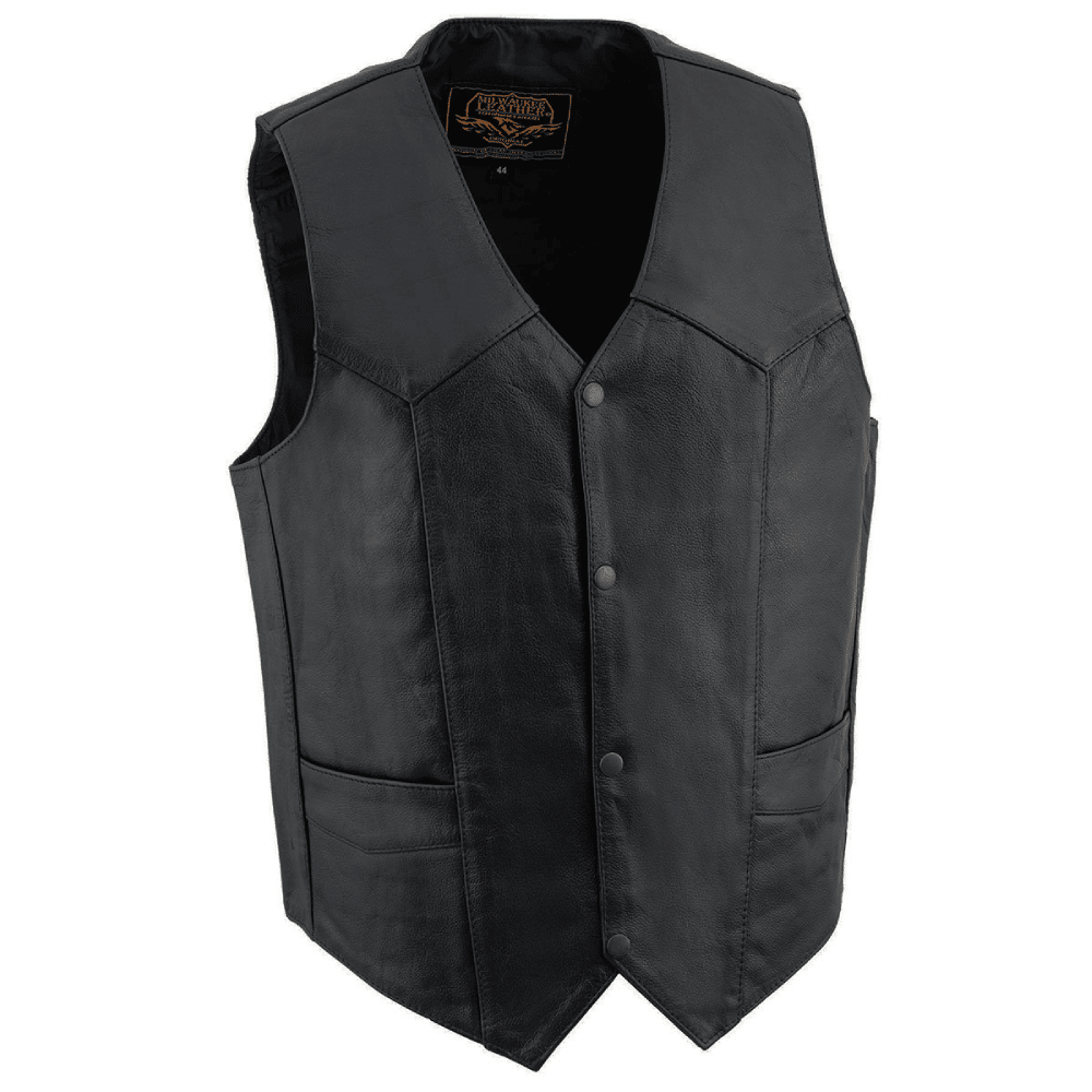 Plain Black Leather Vest