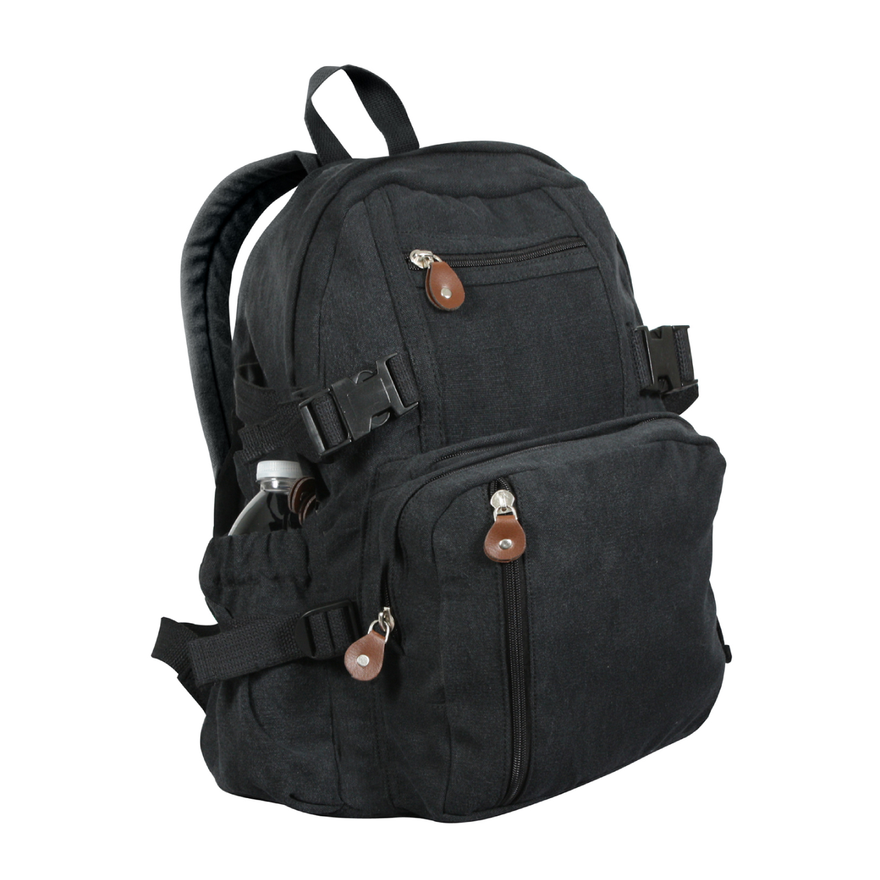 Black Vintage Canvas Compact Backpack
